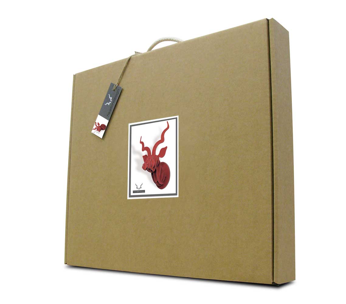 Head On Design Red Suede kudu head