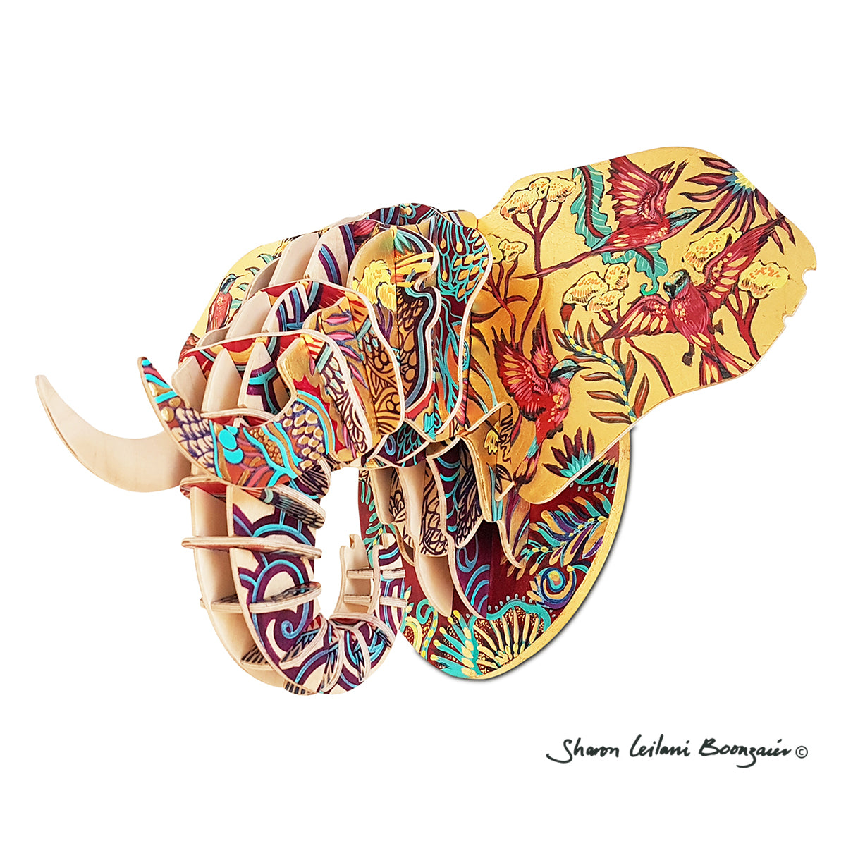 Hand Painted 'Bee-eaters' Elephant head