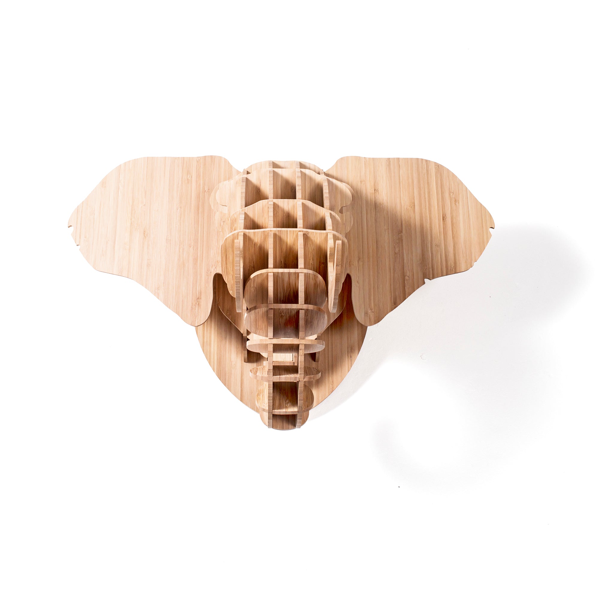 Elephant head sculpture in bamboo