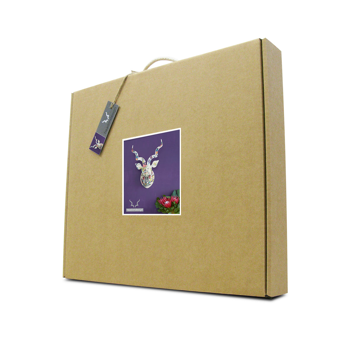 Kudu Artist print head, Fynbos Sugarbirds and proteas