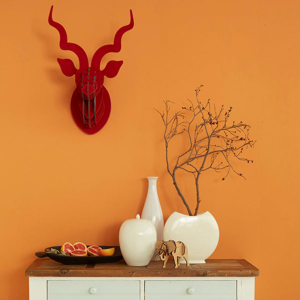 Kudu Trophy Head in Red Suede
