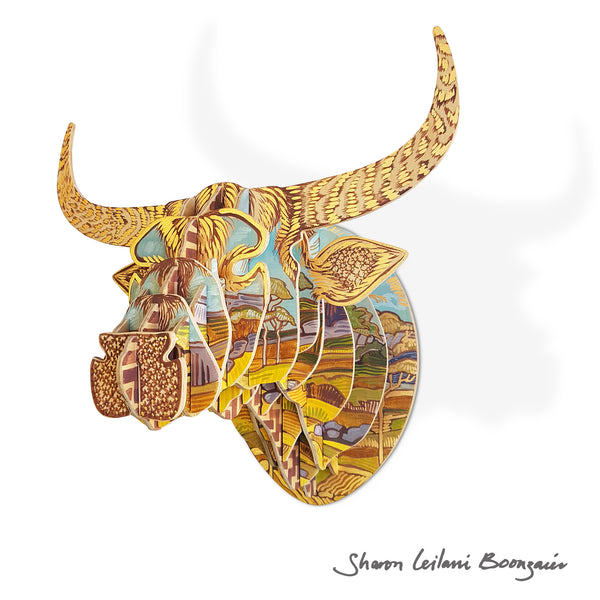 Painted Nguni Bull Head by Sharon Boonzaier