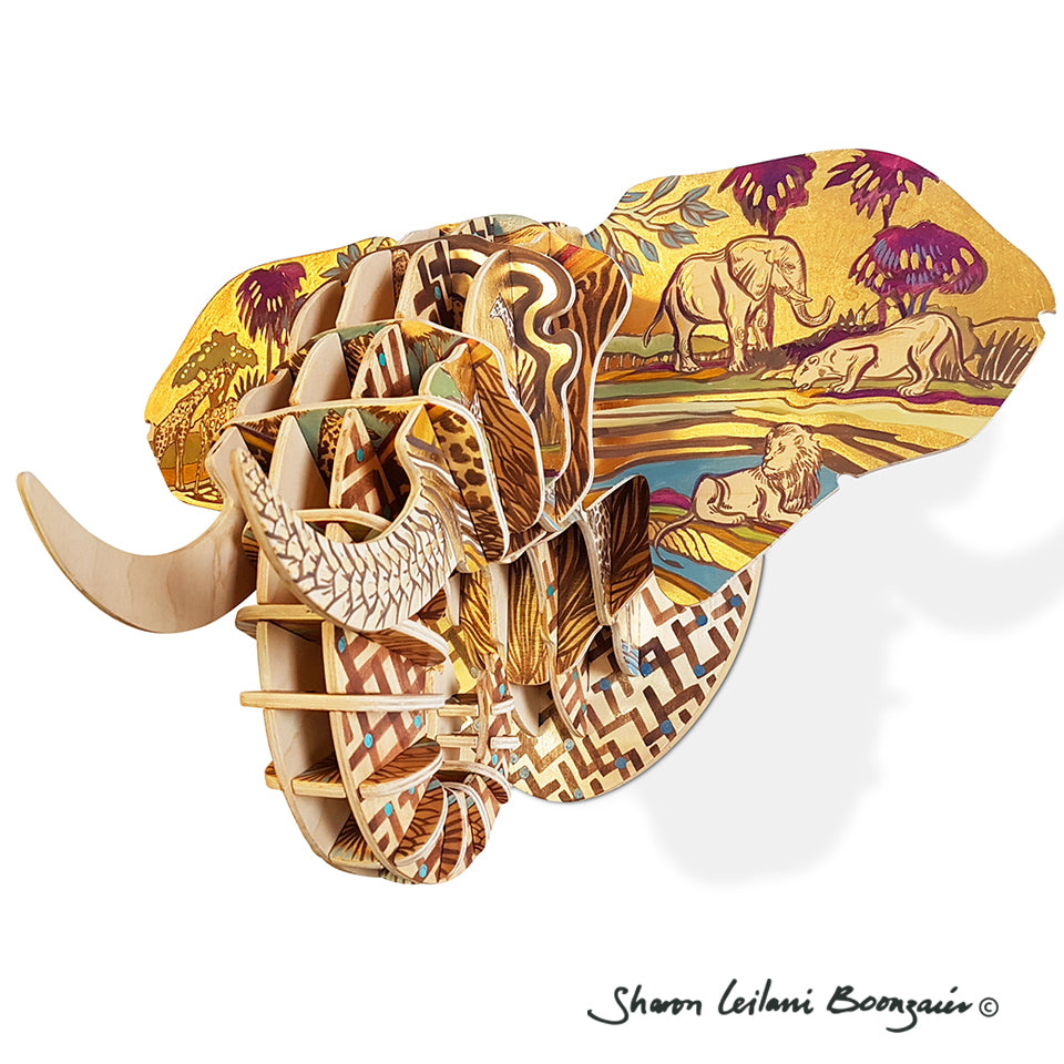 Hand Painted 'Life Force' Elephant Head.