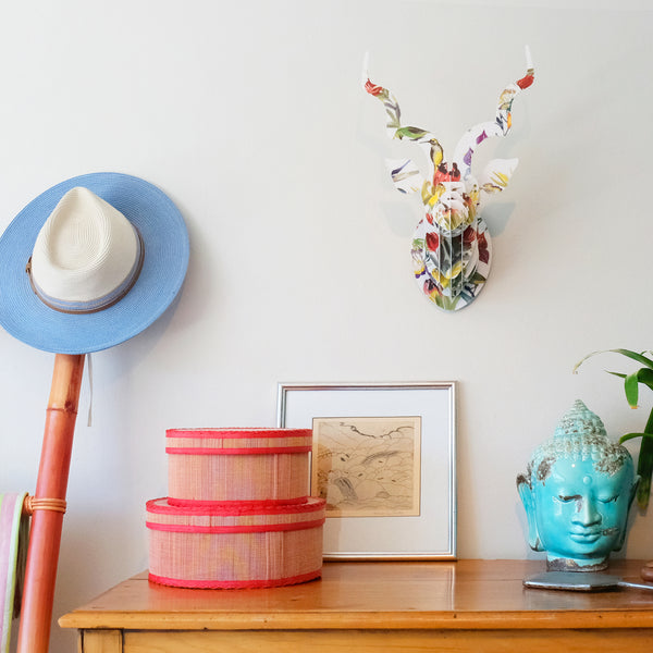 Mini Kudu head with Fynbos print.