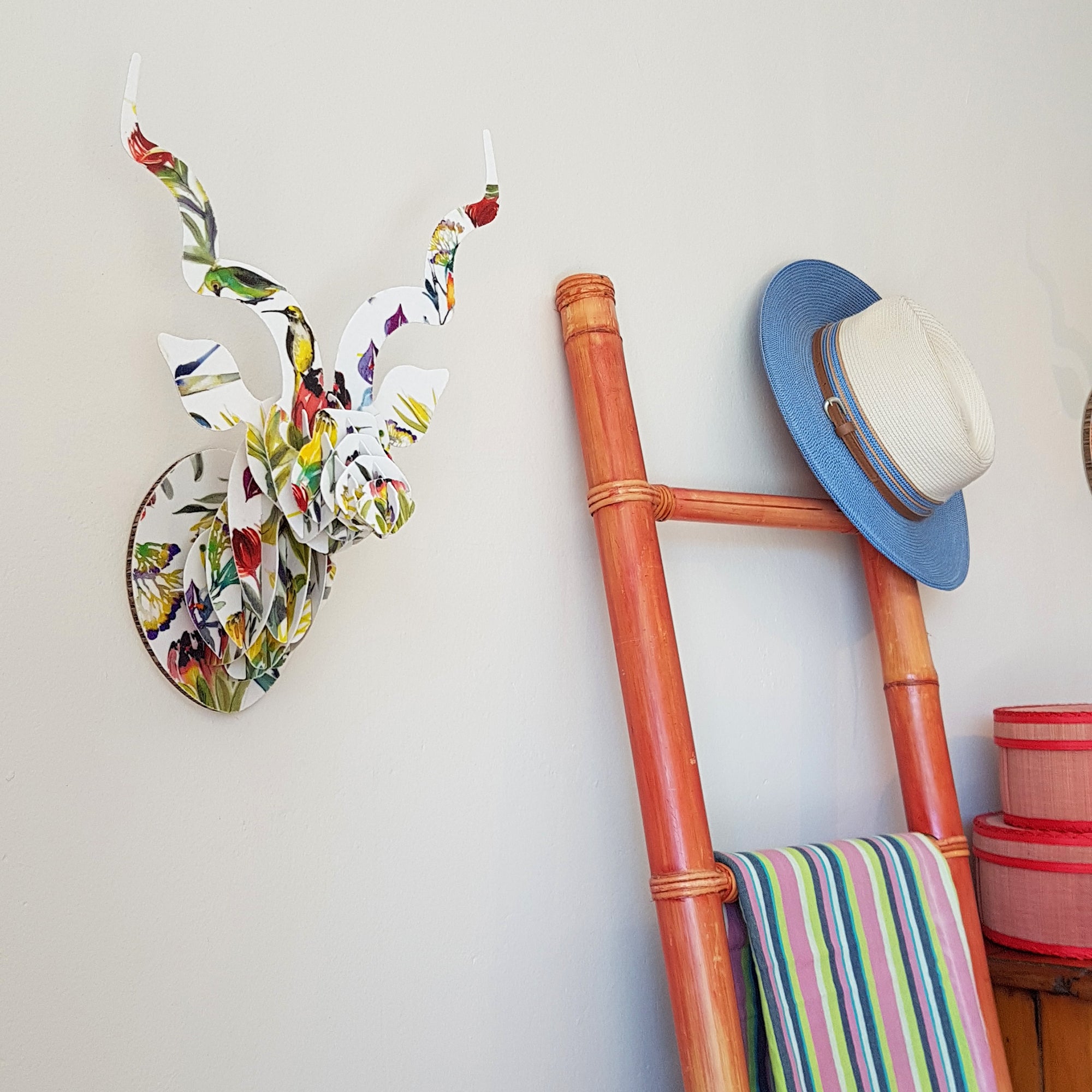 Mini Kudu head with Fynbos print