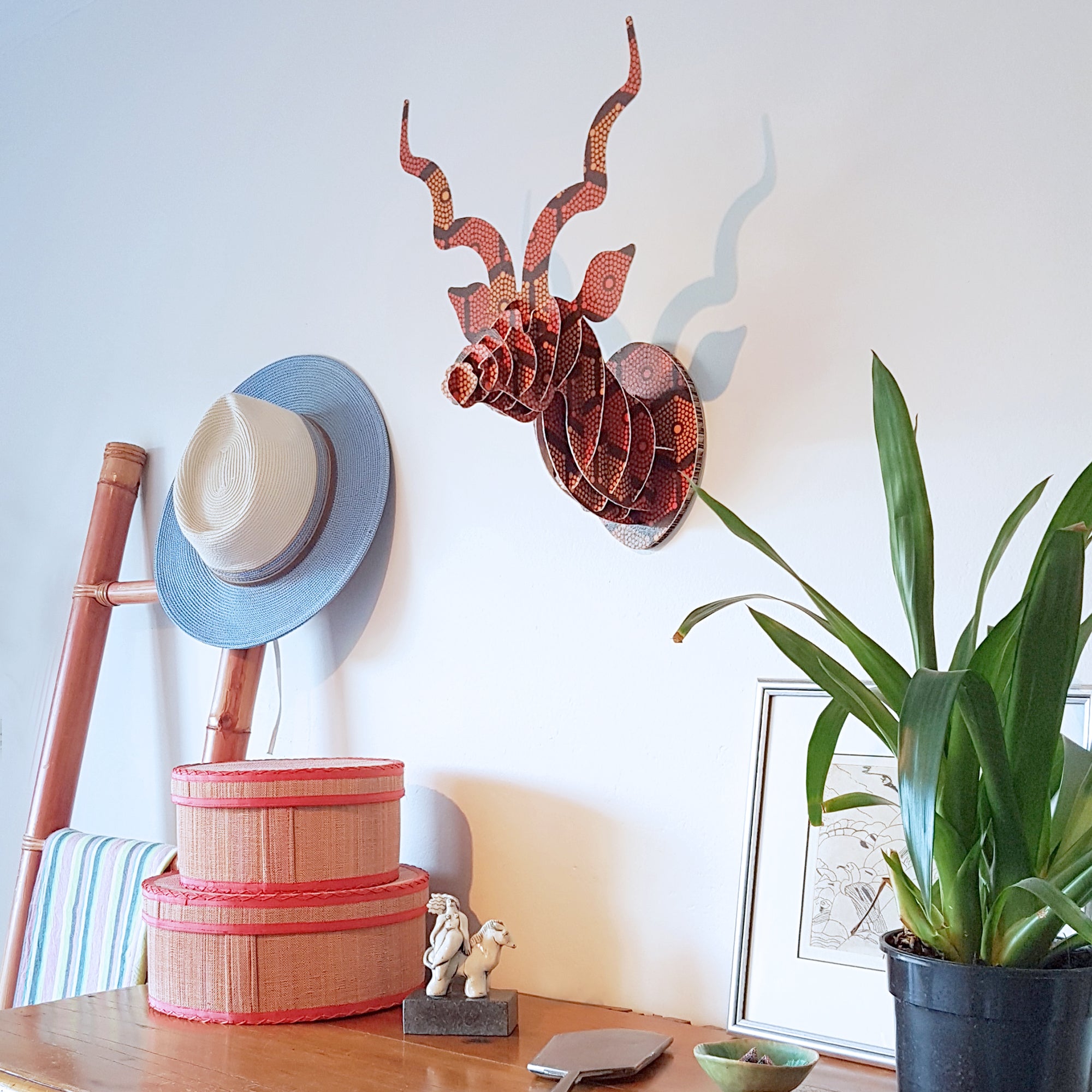 Mini Brown Shweshwe Kudu head