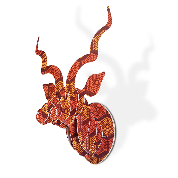 Mini Brown Shweshwe Kudu head.