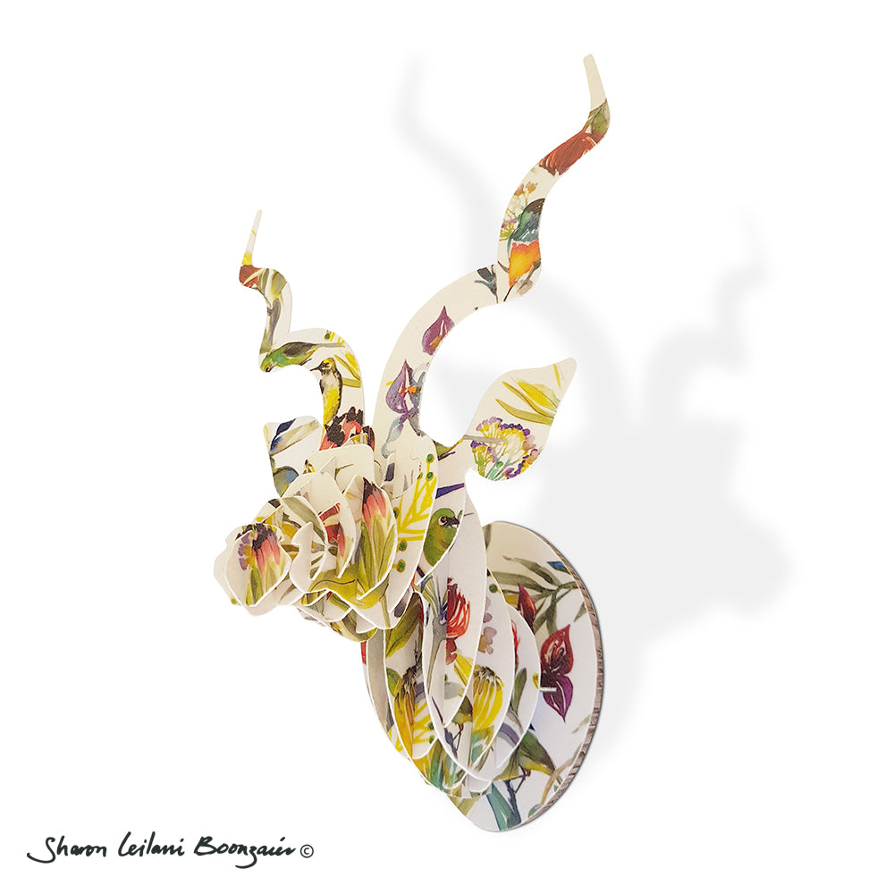 Mini Kudu head with Fynbos print