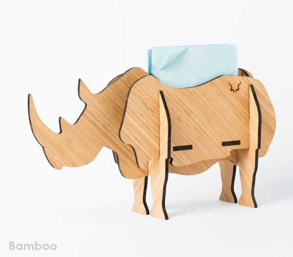 Table decor, Rhino in bamboo, Head on design