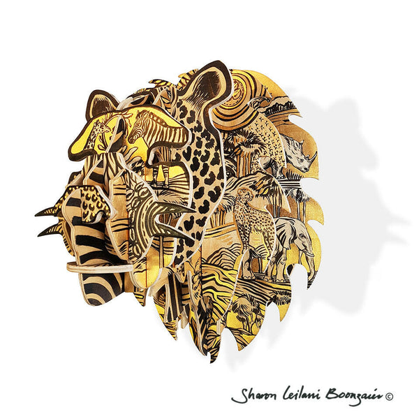 Hand Painted 'Safari' Lion Head
