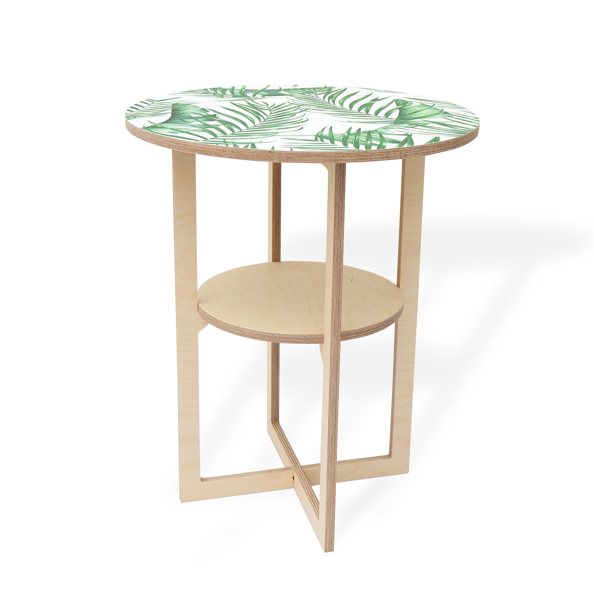 Square Leg Side Table with Luscious Leaf print, Flat packed, Head On Design