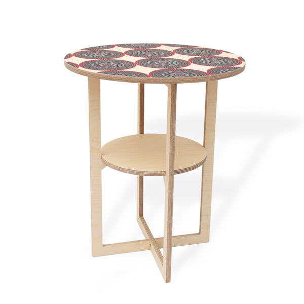 Square Leg Side Table with SHWESHWE print, Flat packed, Head On Design