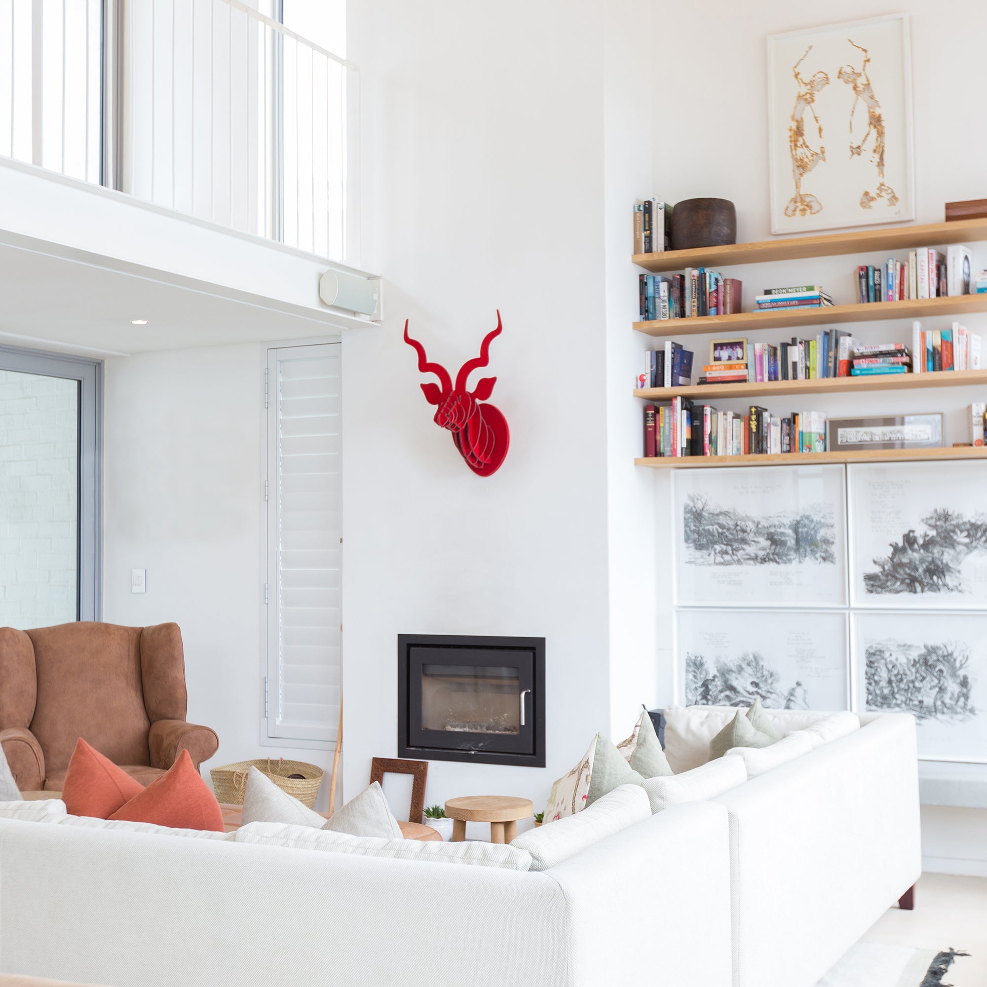 Head On Design Red Suede kudu head