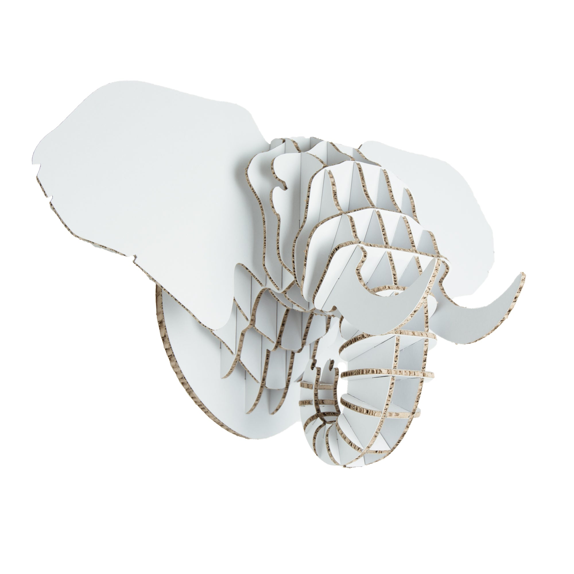 Elephant head sculpture in recycled board xanita