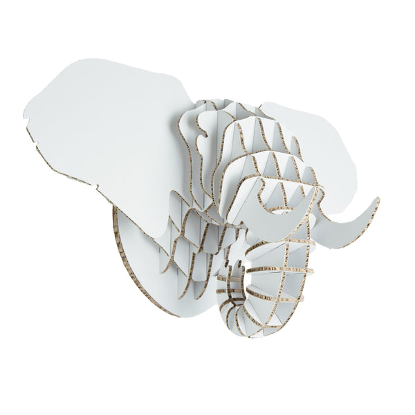 Elephant head sculpture in recycled board xanita